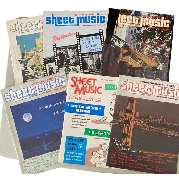 6 Sheet Music Magazines 1983 Piano Guitar Emphera - Picture 1 of 7
